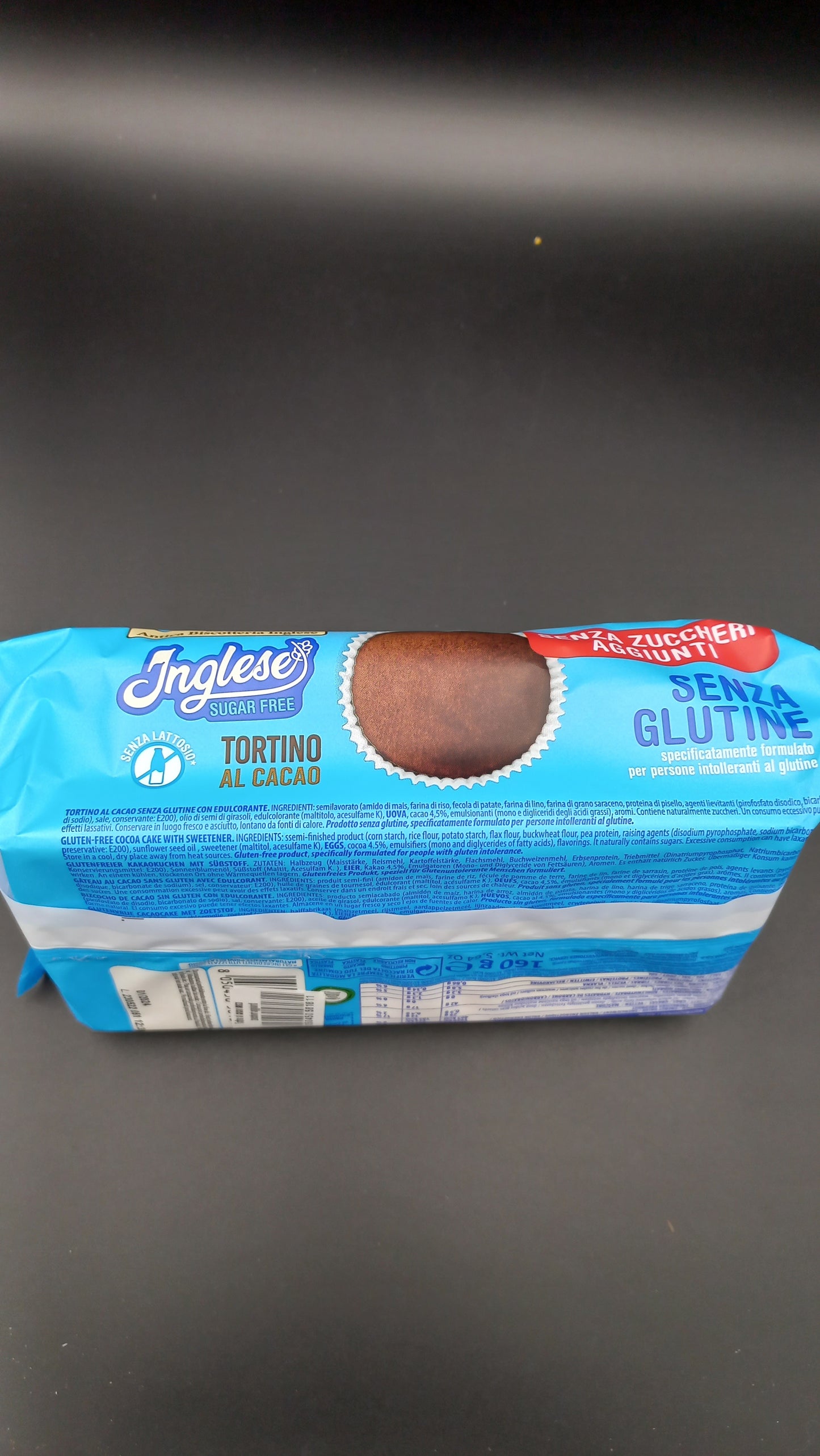 Tortino al cacao senza zuccheri aggiunti (4 monoporzioni) Inglese