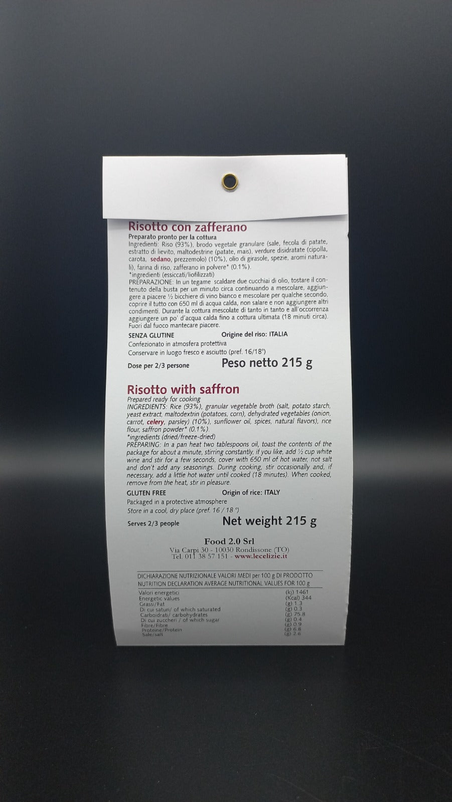 Risotto con zafferano Le Celizie