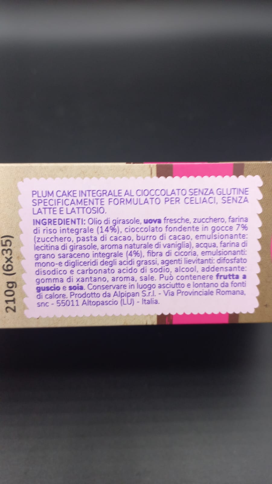 Plumcake integrale al cioccolato Doria