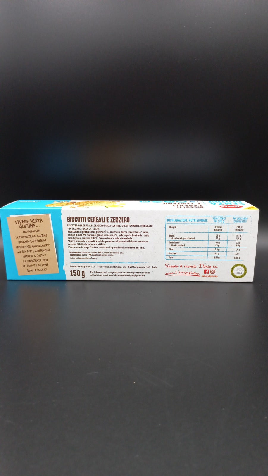 Biscotti cereali e zenzero Doria (4 monoporzioni)