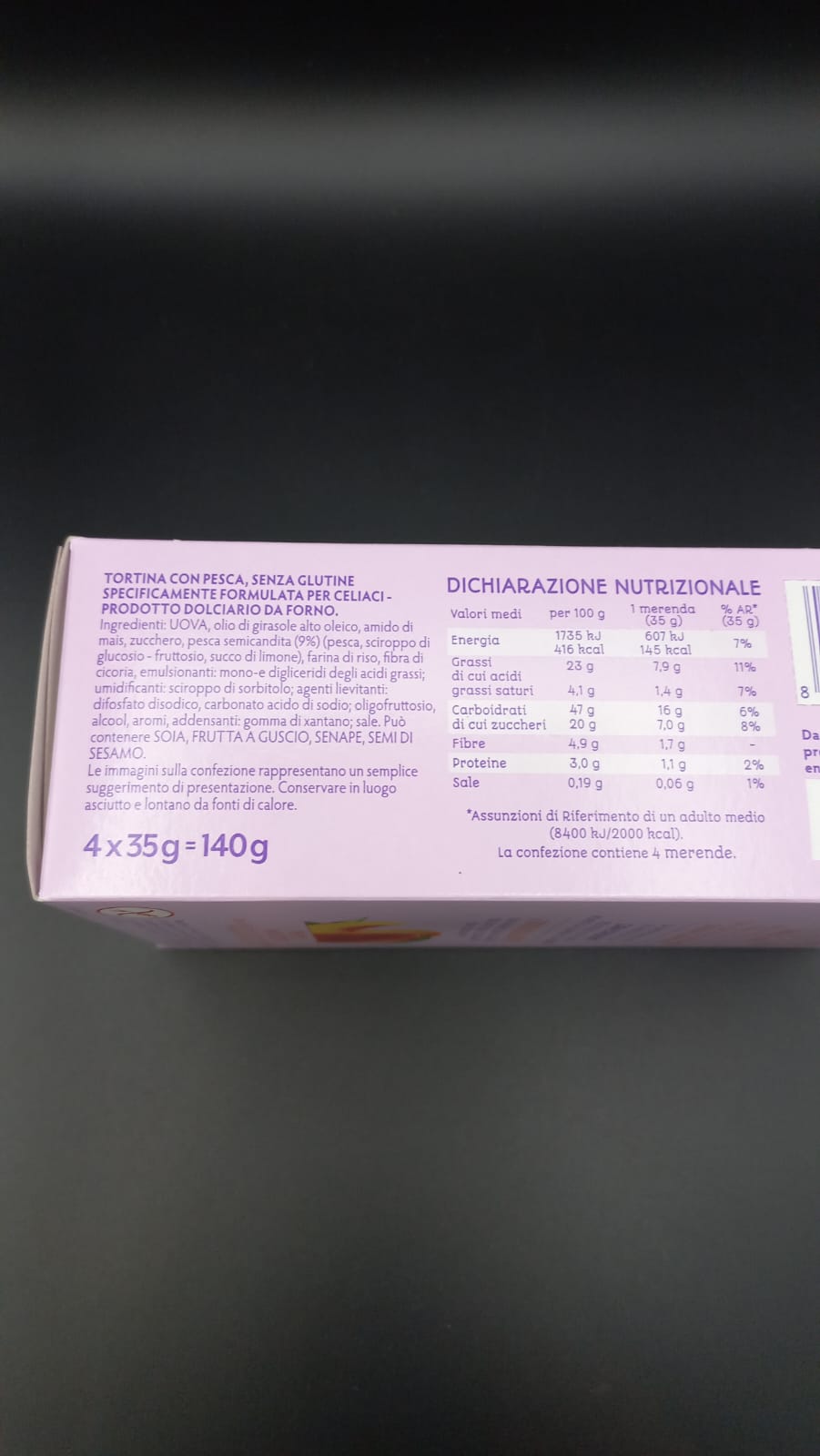 Tortina pesca (4 monoporzioni) -Bauli