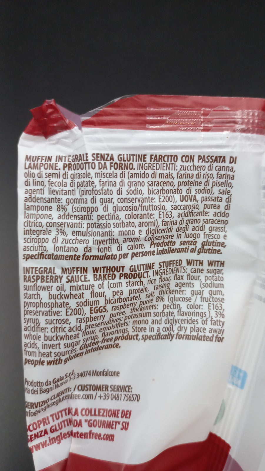 Muffin integrale ai lamponi - Inglese