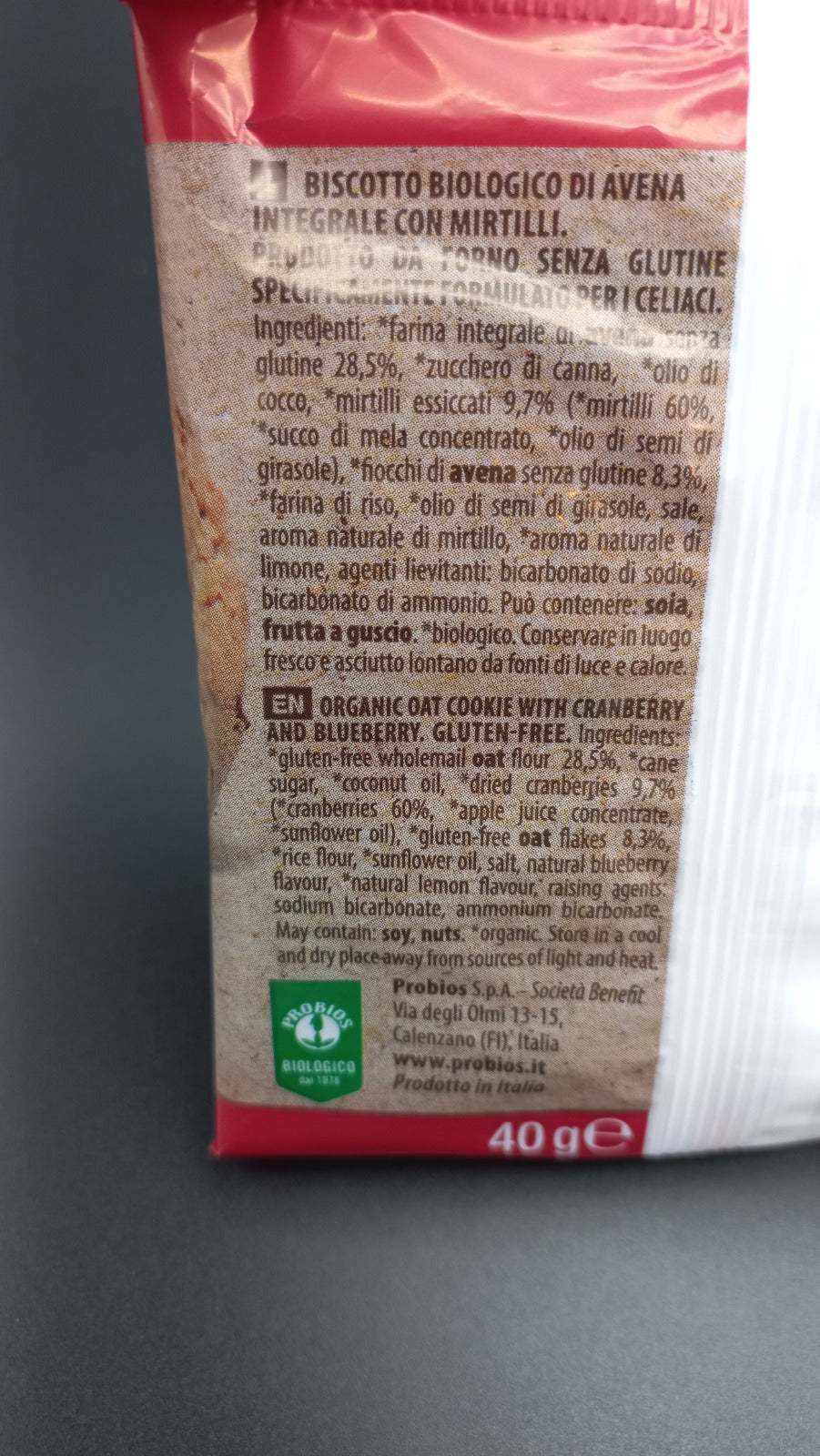 Avena cookie con mirtilli Probios