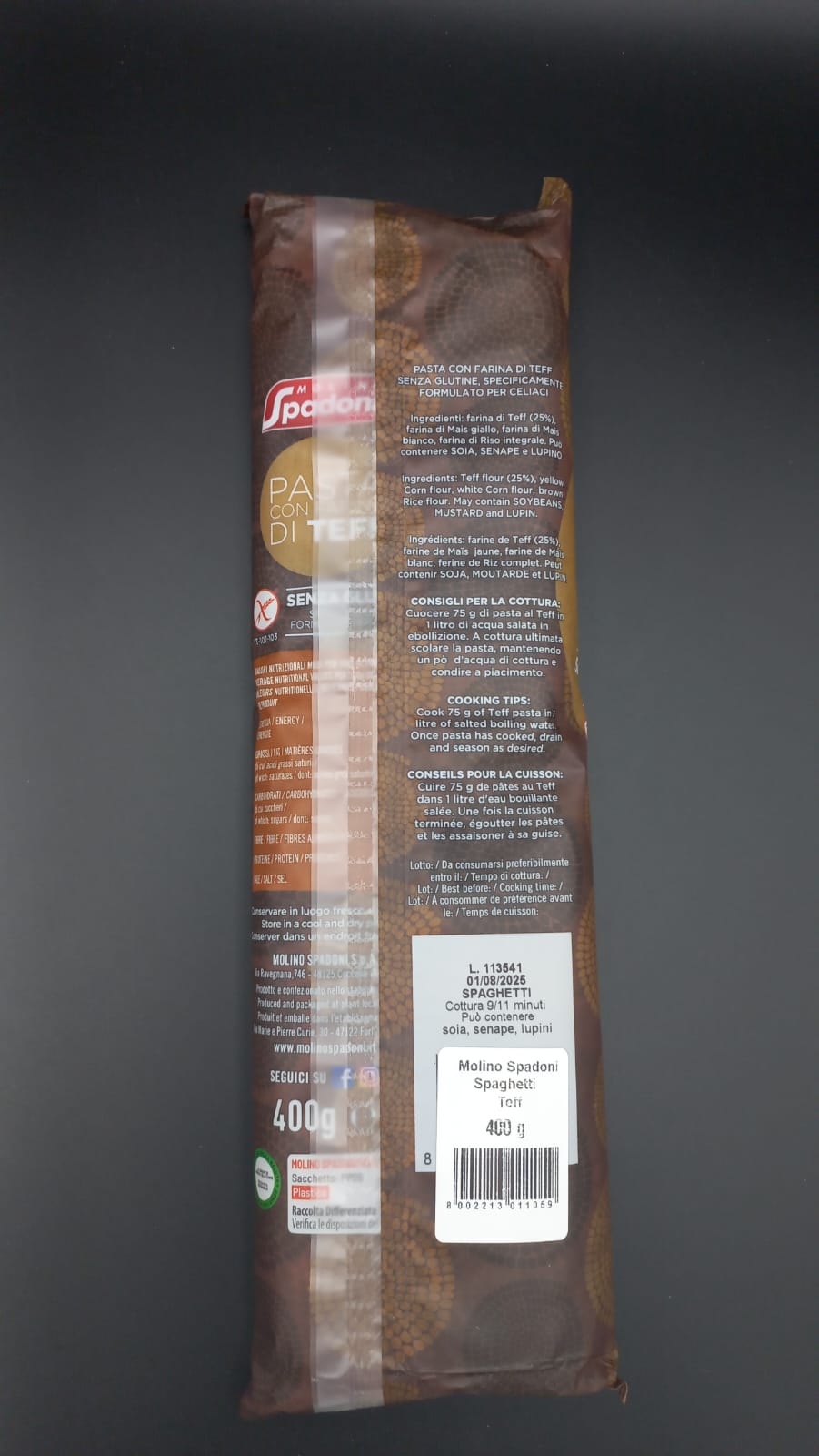 Spaghetti con farina di Teff Molino Spadoni