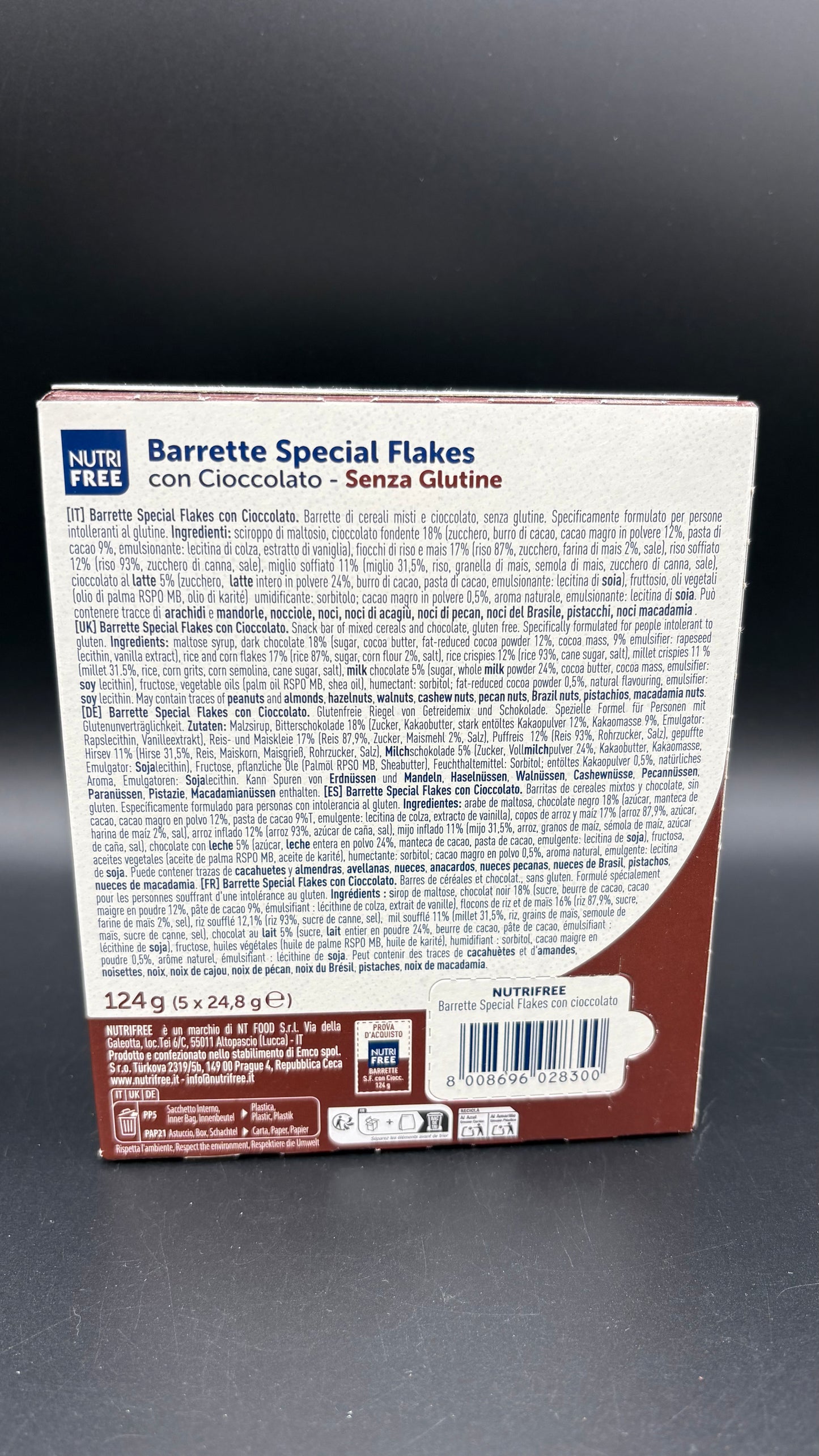Barrette Special Flakes con cioccolato (5 monoporzioni) Nutrifree