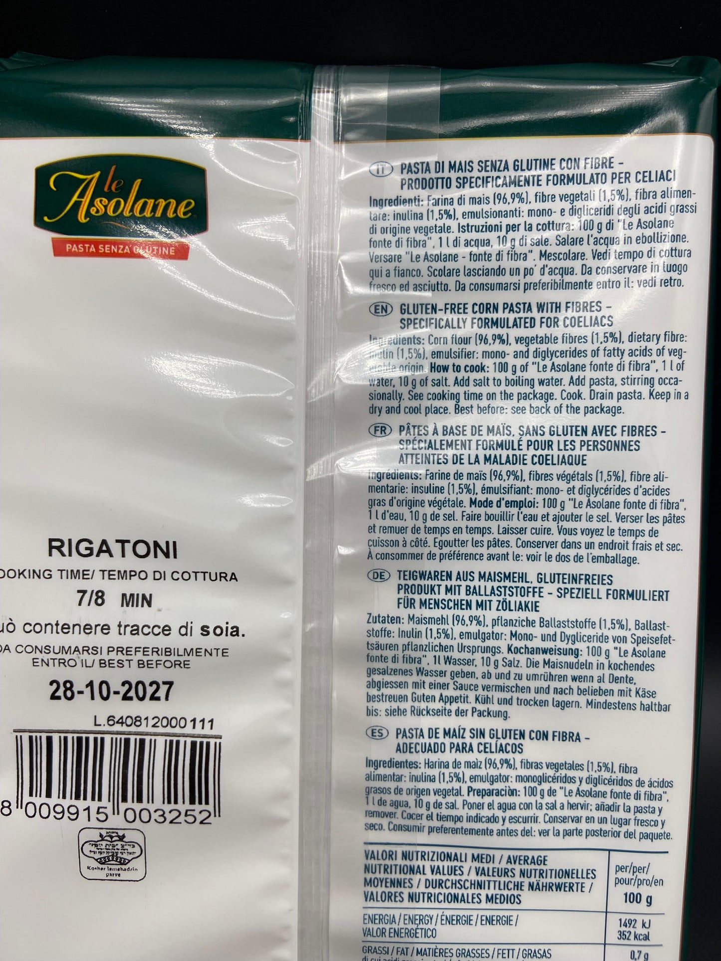 Rigatoni solo mais Le Asolane