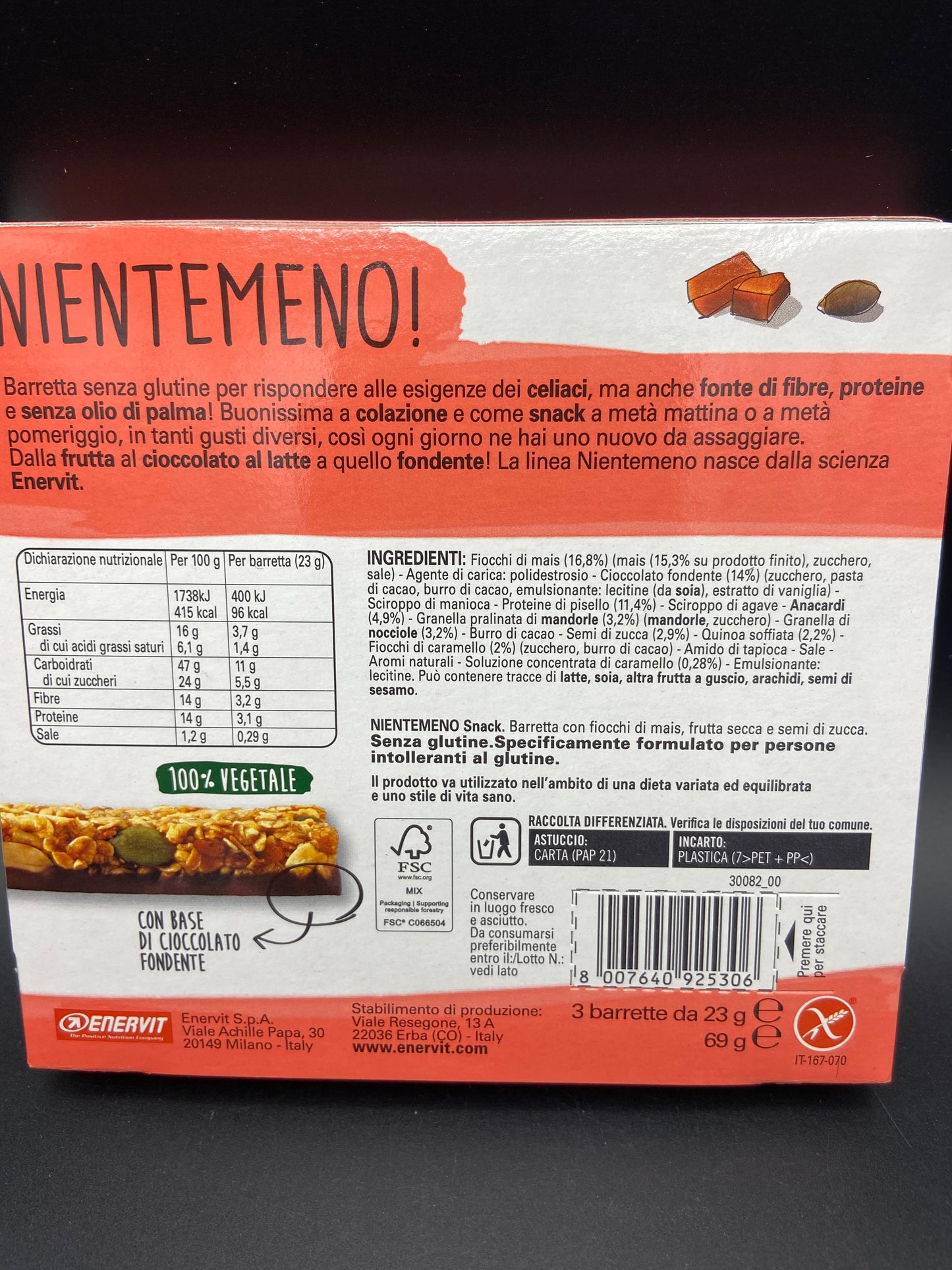 Nientemeno barretta caramello e semi di zucca enervit