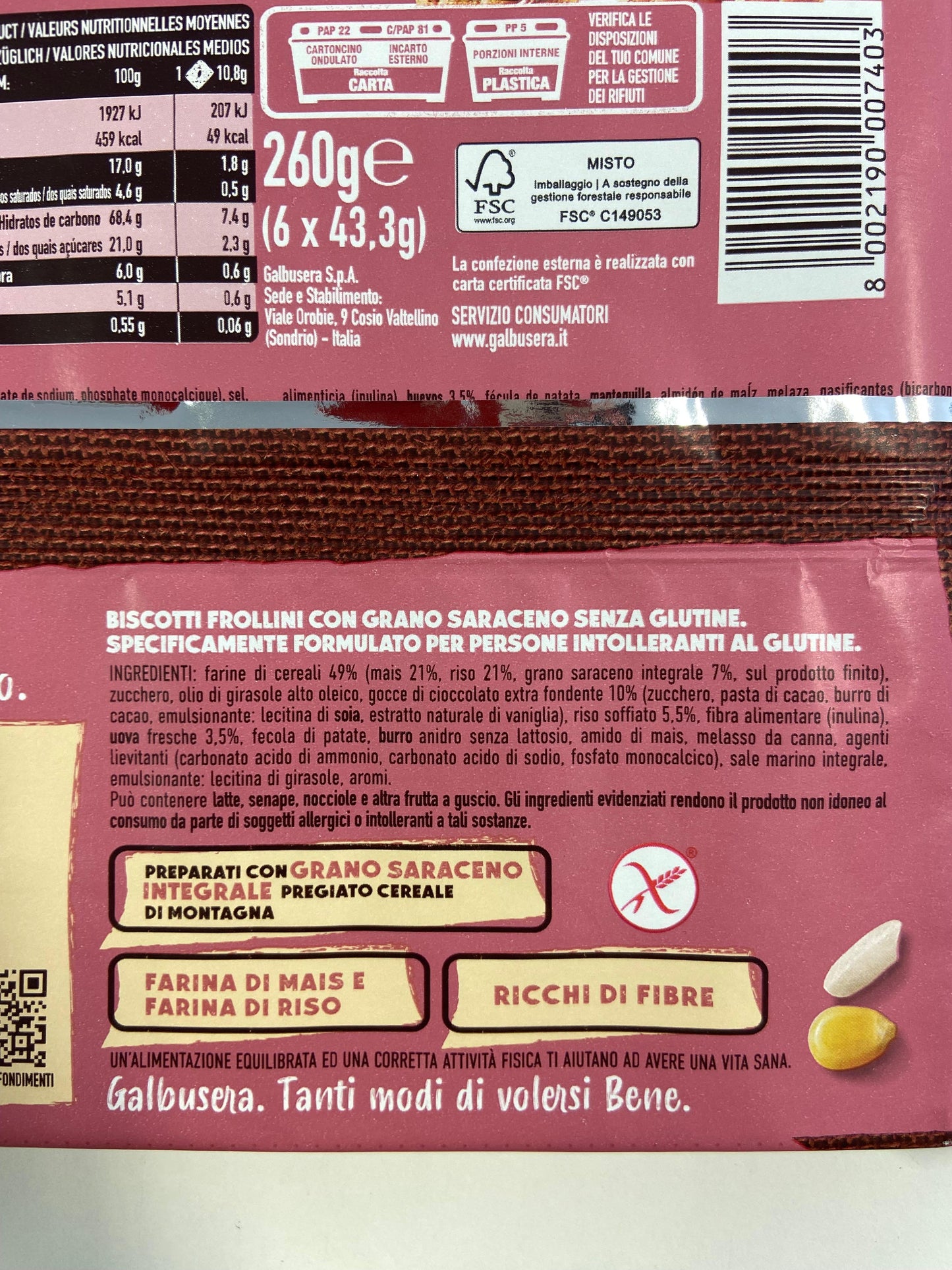 Gran Saraceno con gocce di cioccolato Galbusera