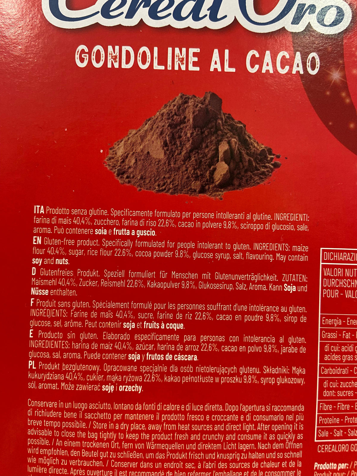 CerealOro Gondoline al cacao - Piaceri Mediterranei