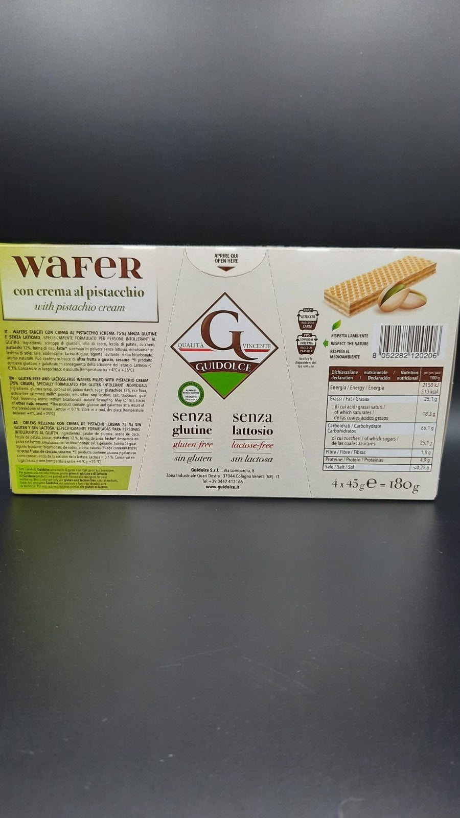 Wafer al pistacchio Guidolce (4 monoporzioni)