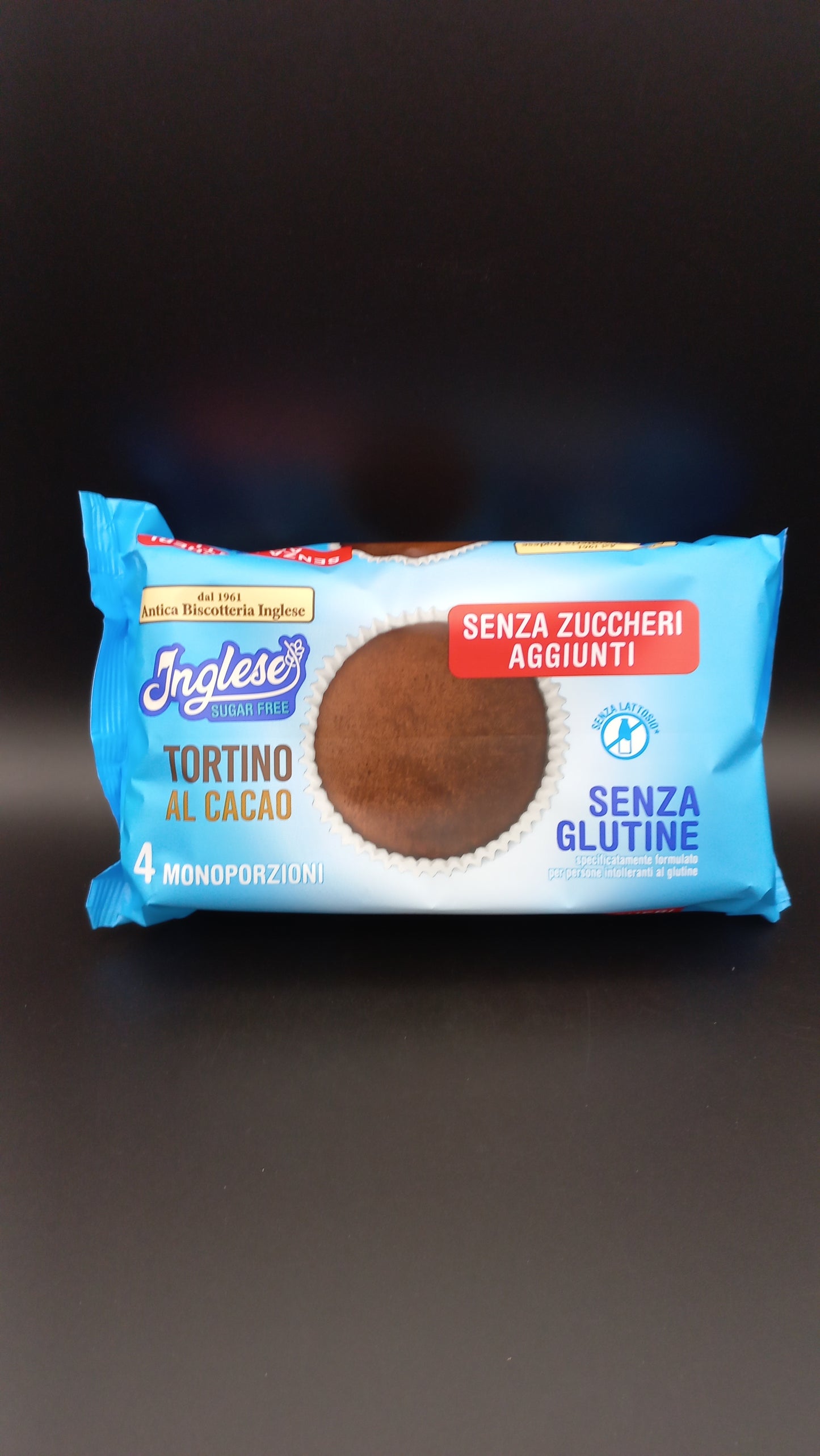 Tortino al cacao senza zuccheri aggiunti (4 monoporzioni) Inglese