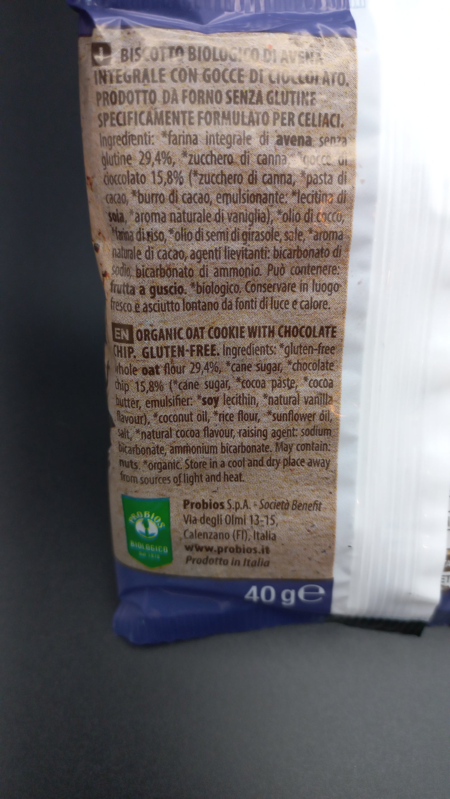 Avena cookie con gocce cioccolato Probios