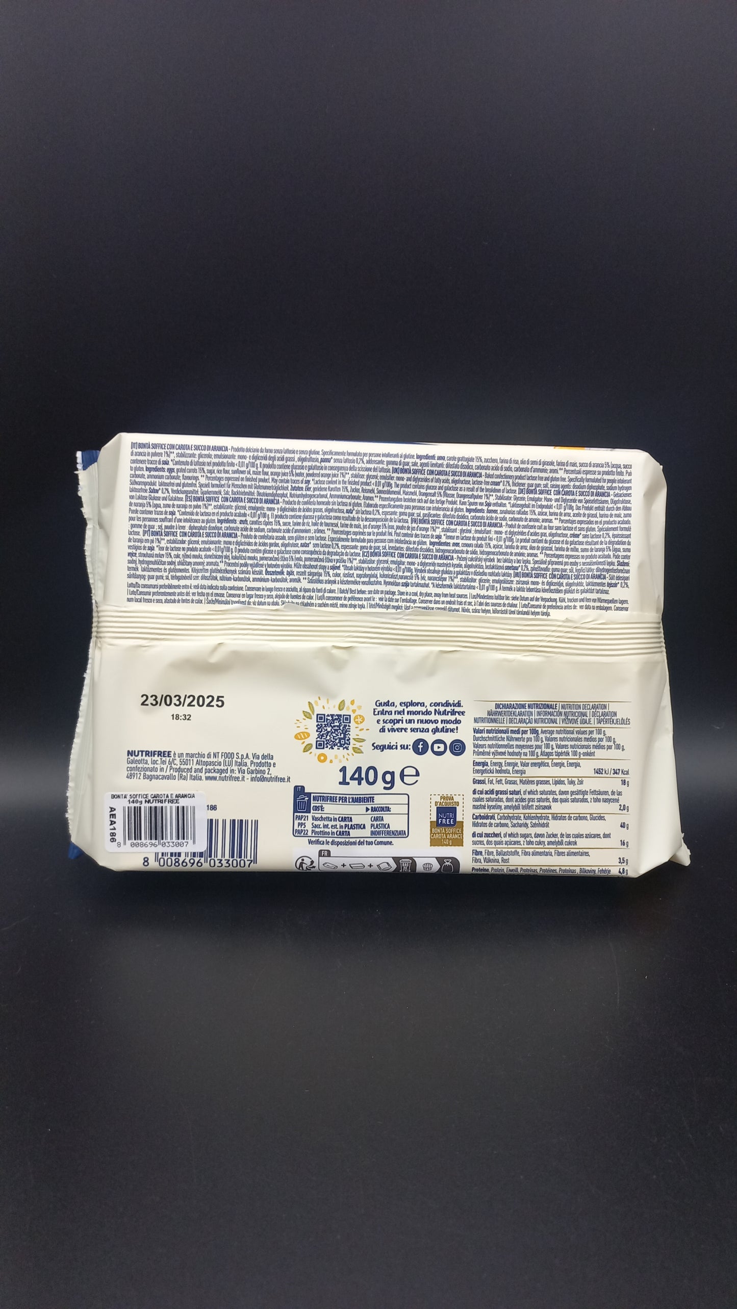 Bontà soffice con carota e succo d'arancia Nutrifree