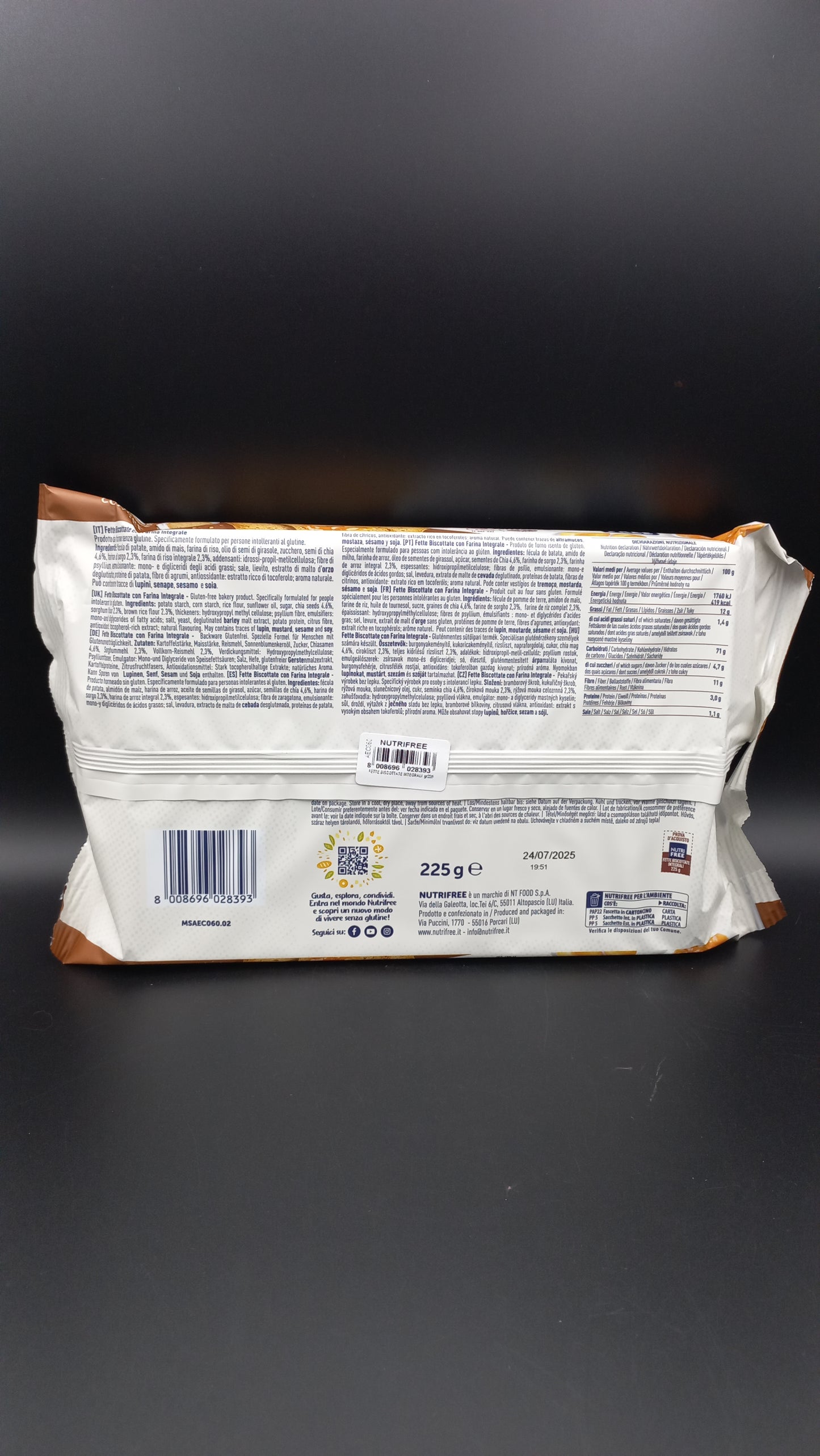 Fette biscottate con farina integrale Nutrifree