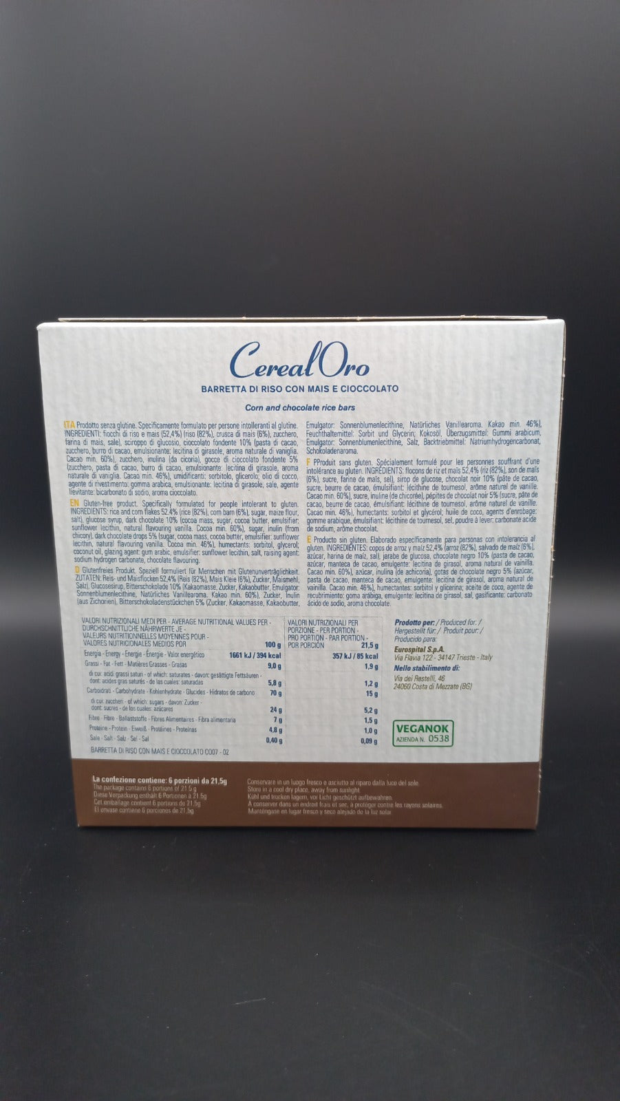 CerealOro barretta riso mais cioccolato (6 monoporzioni) Piaceri Mediterranei