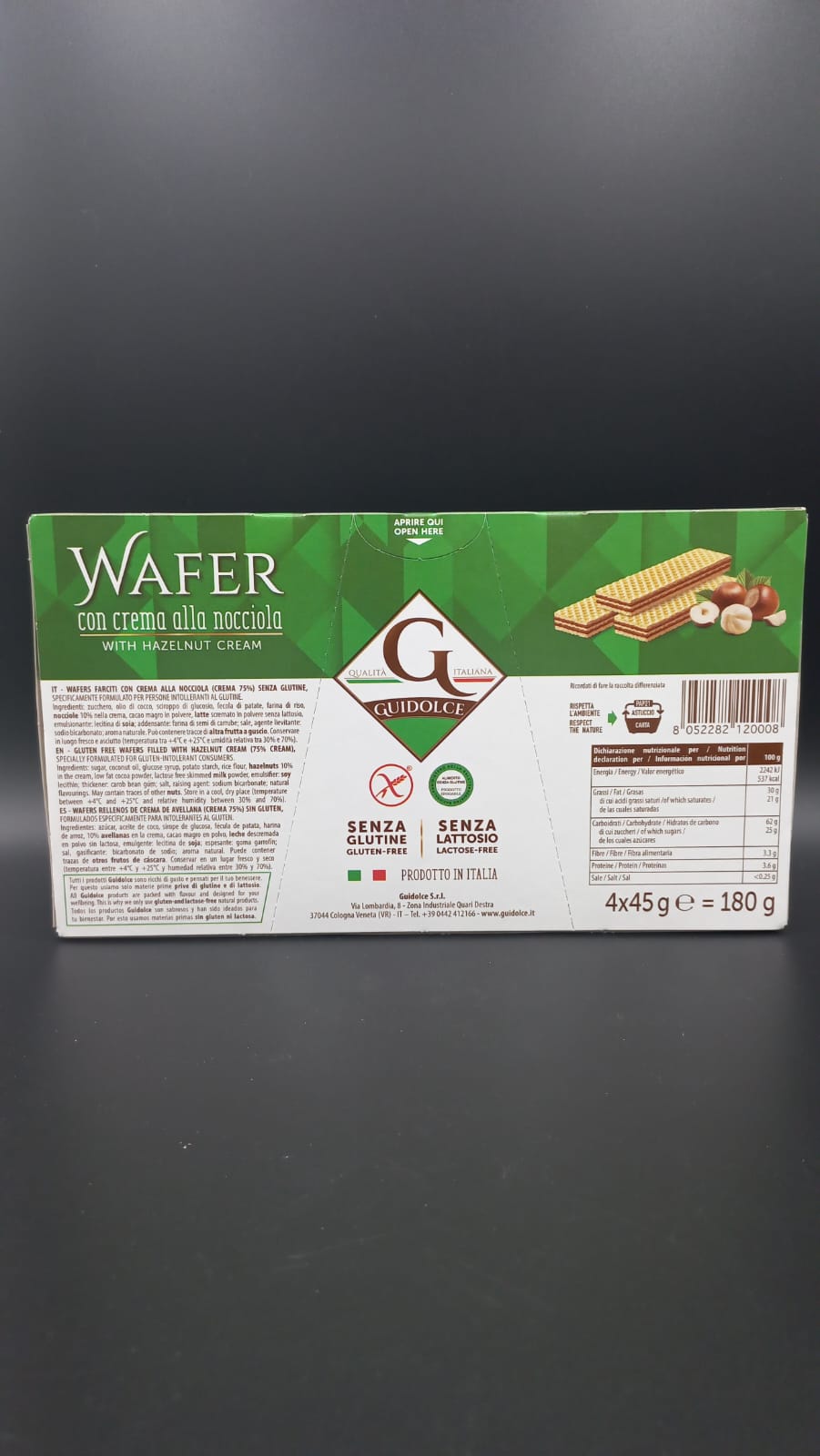 Wafer con crema Nocciola (4 monoporzioni) Guidolce