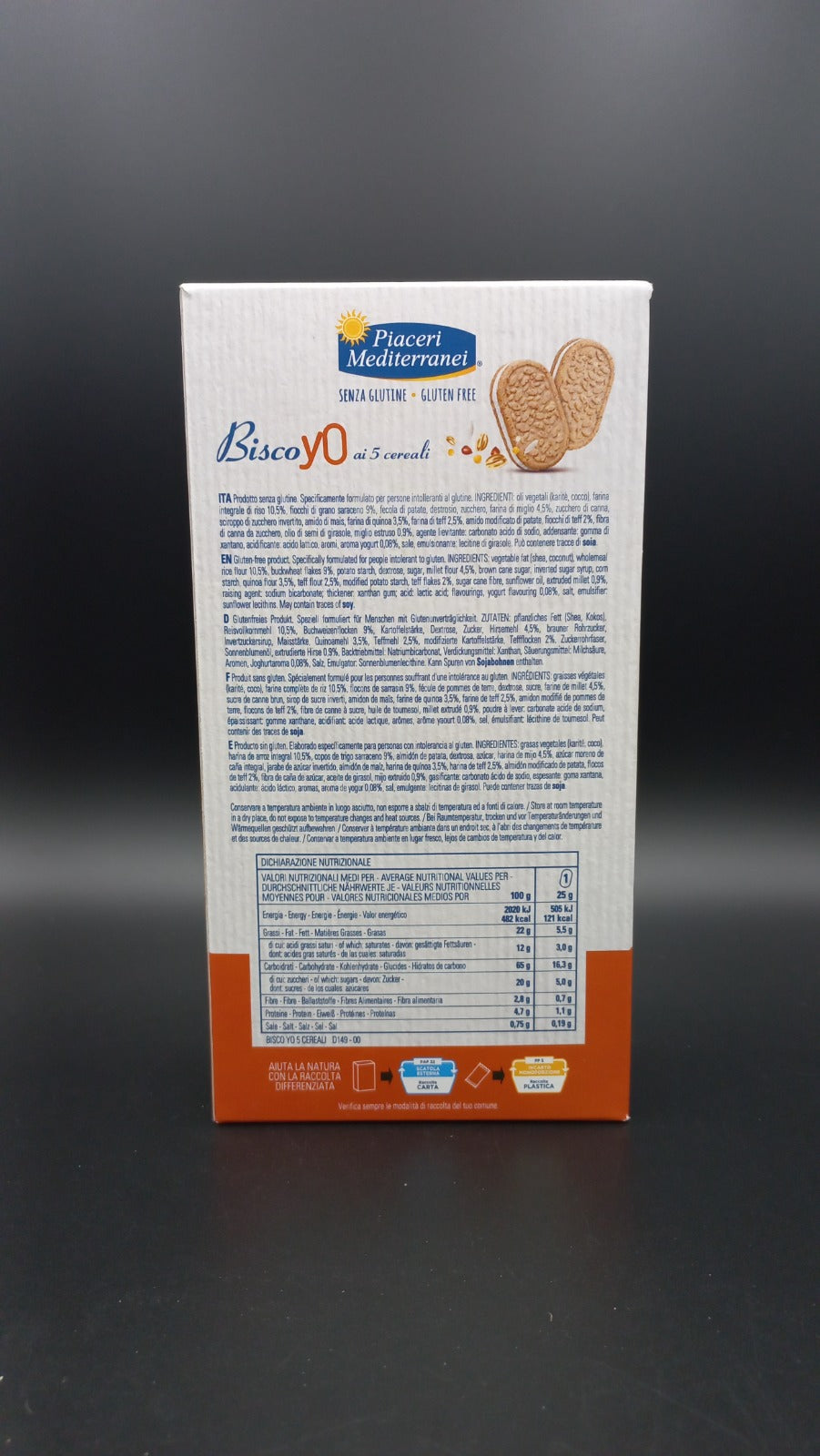 BiscoYo ai 5 cereali (4 monoporzioni) Piaceri Mediterranei