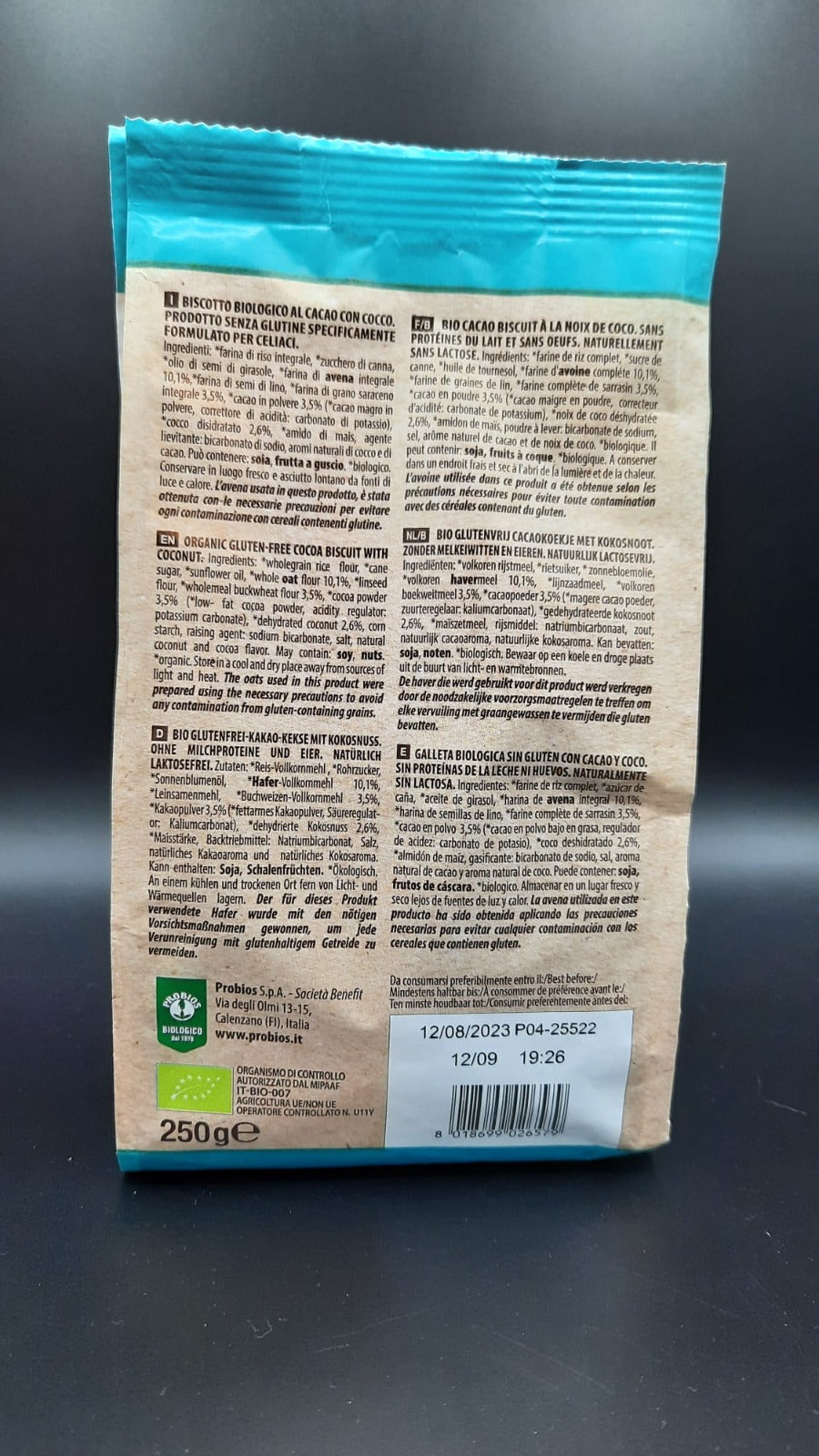 Bis-Free Dark Cocco e Cacao Probios