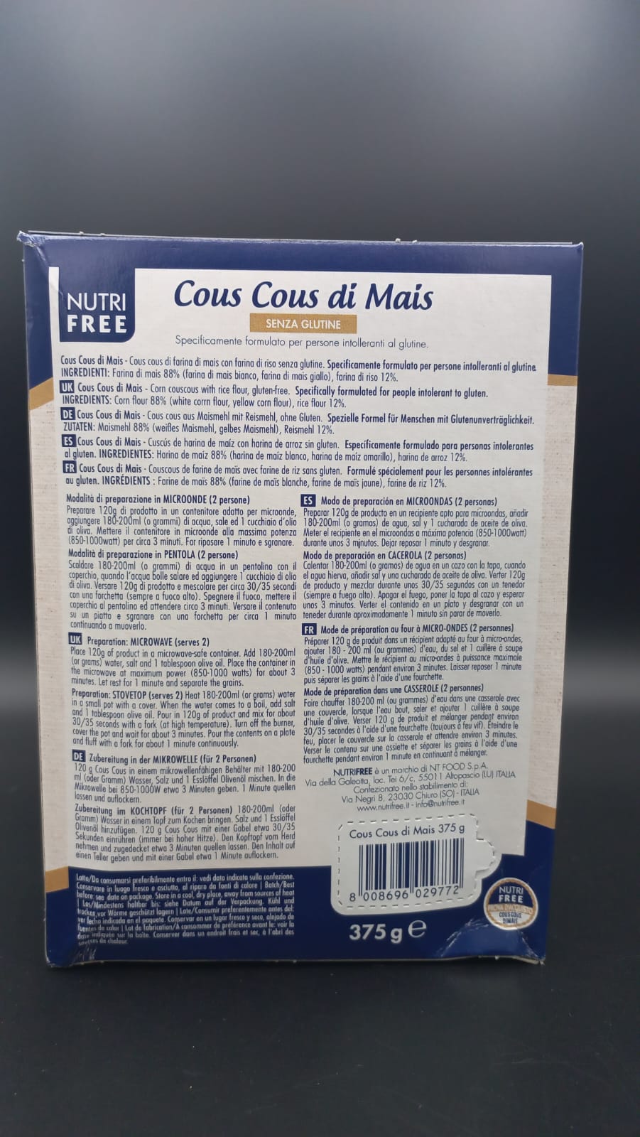 Cous cous di Mais Nutrifree