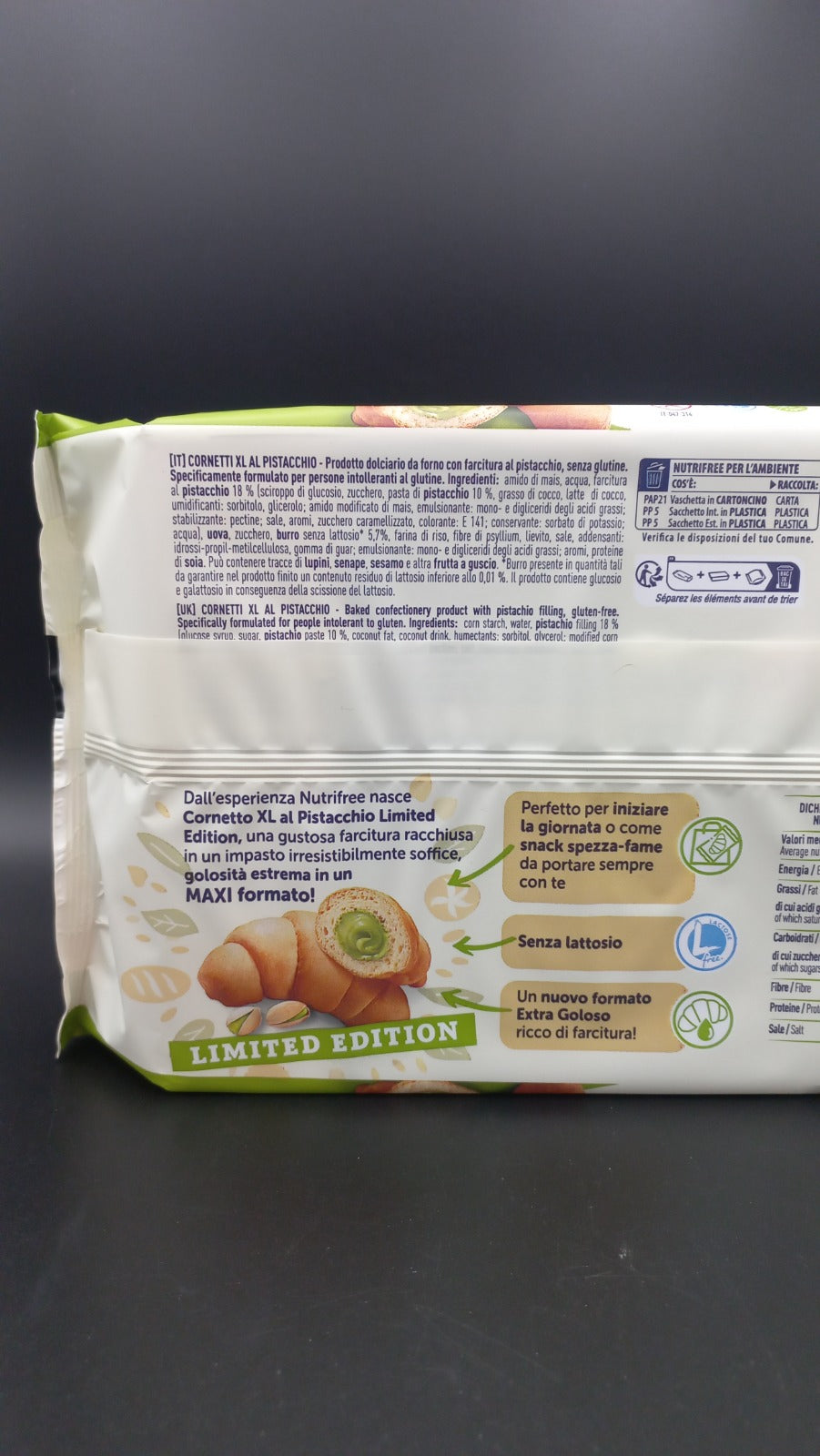 Cornetti XL al pistacchio (3 monoporzioni) Nutrifree