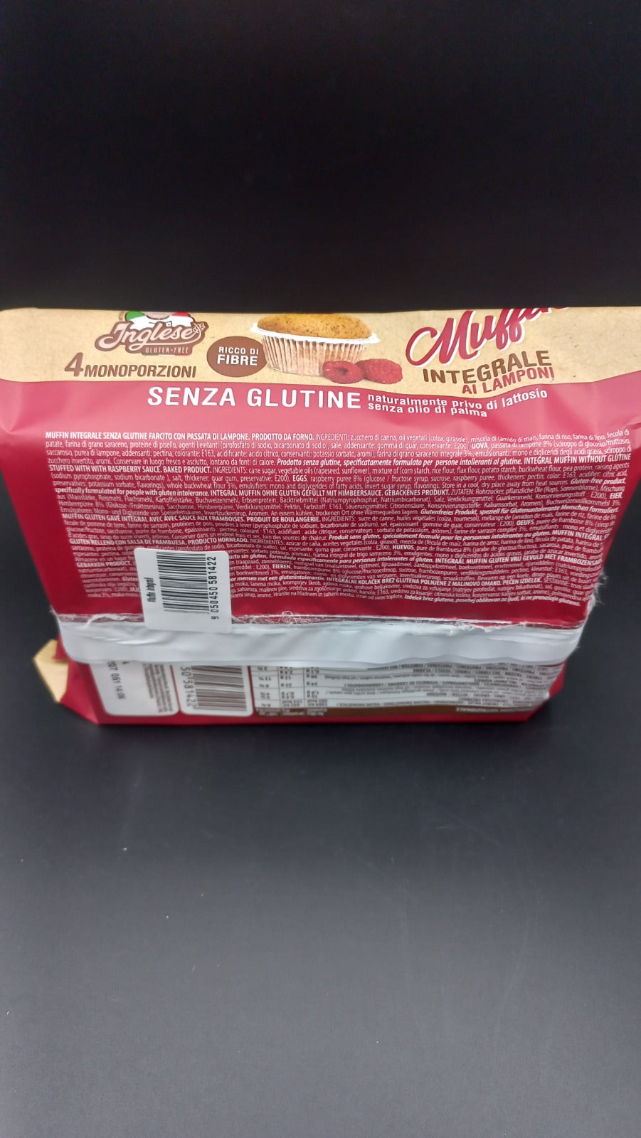 Muffin integrale ai lamponi (4 monoporzioni) Inglese