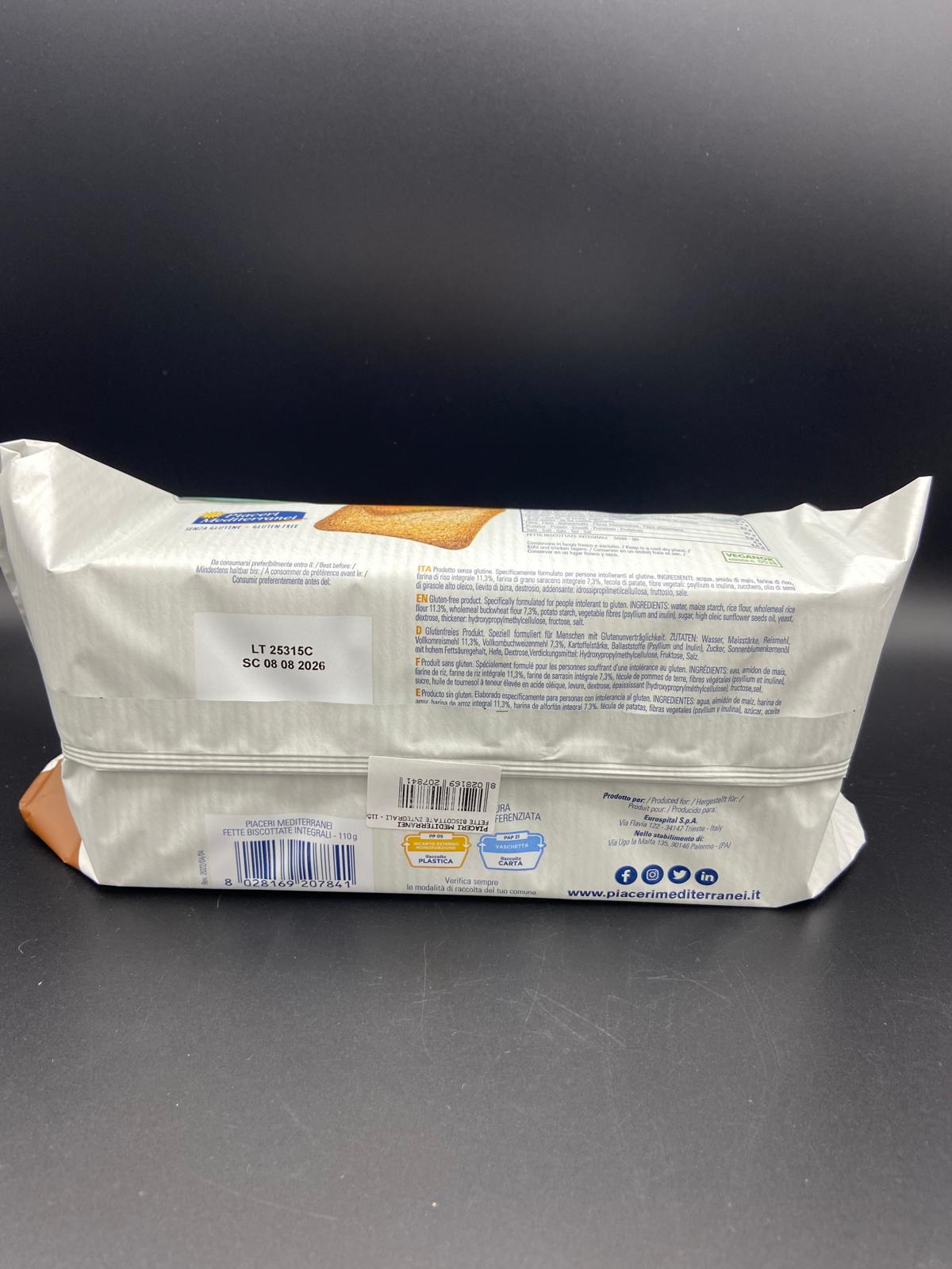 Fette Biscottate Integrali Piaceri Mediterranei