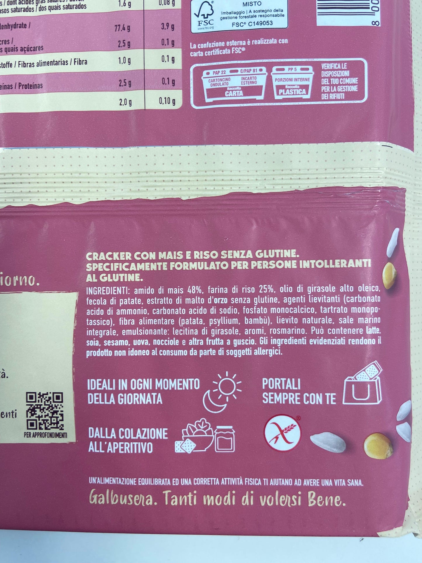 Crackers mais e riso Zero Grano (8 monoporzioni) - Galbusera